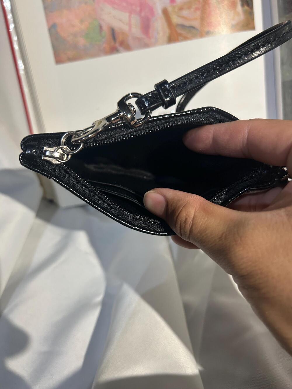 Signature stripe small wristlet (coach f49174) silver/black/white/black - Picture 4 of 8